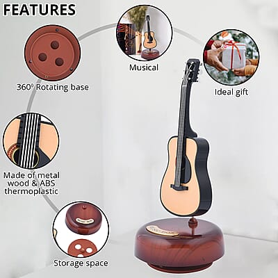 Black Rotating Guitar Shape Music Box