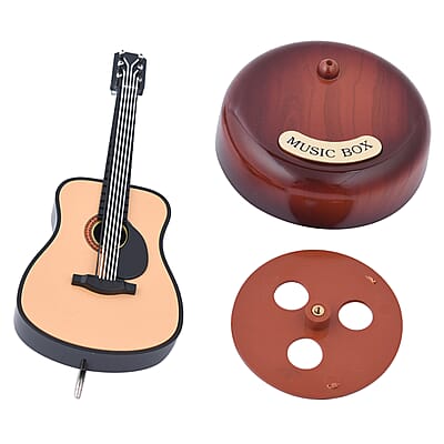 Black Rotating Guitar Shape Music Box