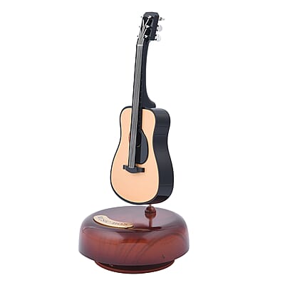 Black Rotating Guitar Shape Music Box