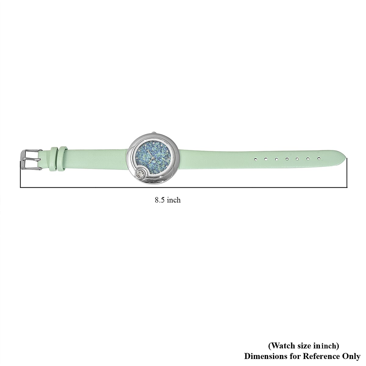 Genoa Austrian Crystal Miyota Japanese Movement Watch with Simulated Opal Dial and Light Green Vegan Leather Strap image number 6
