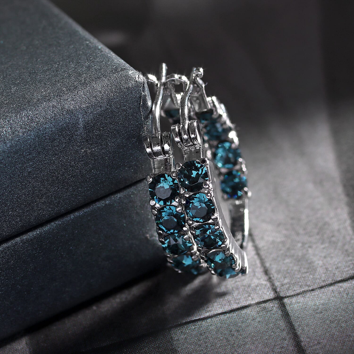 Montana Crystal Hoop Earrings in Stainless Steel