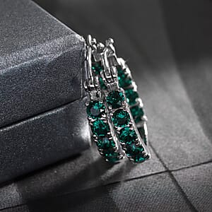 Emerald Crystal Hoop Earrings in Stainless Steel