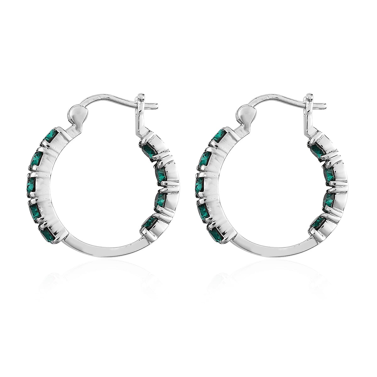 Emerald Crystal Hoop Earrings in Stainless Steel image number 3