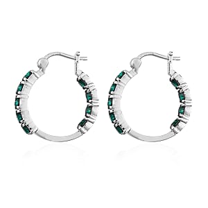 Emerald Crystal Hoop Earrings in Stainless Steel