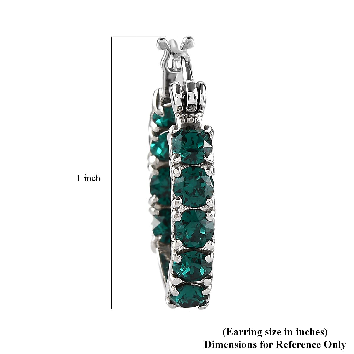 Emerald Crystal Hoop Earrings in Stainless Steel image number 4