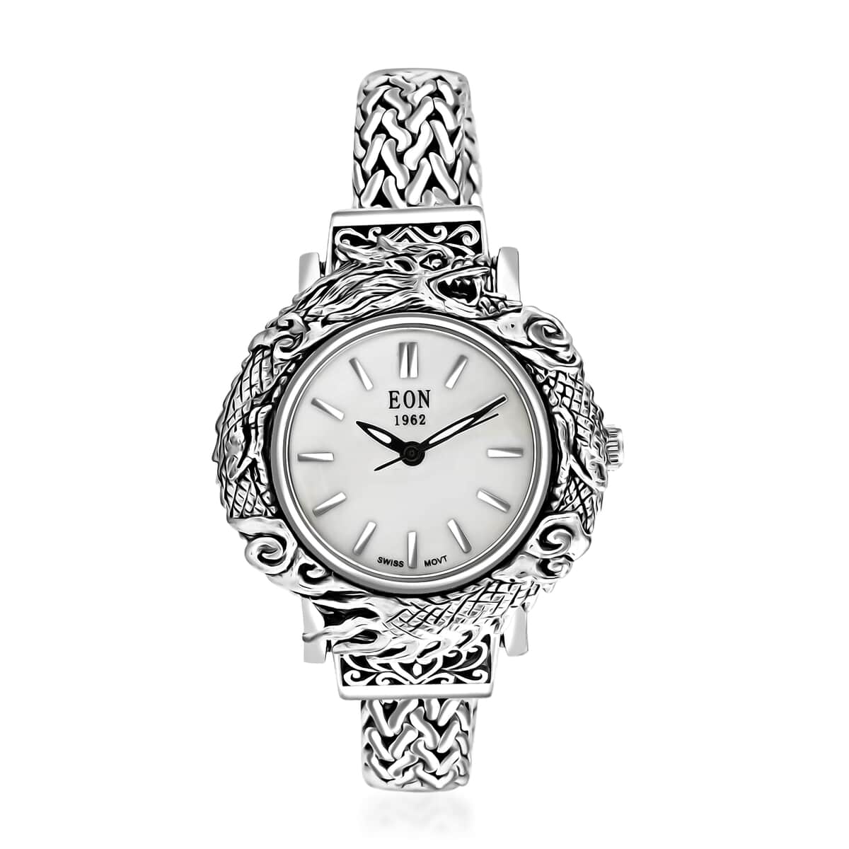 BALI LEGACY EON 1962 Swiss Movement MOP Dial Dragon Case Bracelet Watch in Sterling Silver (6.50 in) (50 g) image number 0