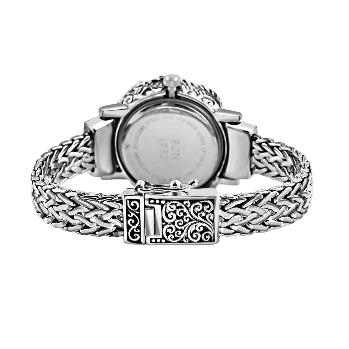 BALI LEGACY EON 1962 Swiss Movement MOP Dial Dragon Case Bracelet Watch in Sterling Silver (6.50 in) (50 g) image number 4