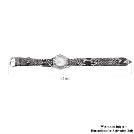 Bali Legacy Eon 1962 Swiss Movement Sterling Silver MOP Dial Watch with Silver Gray Color Python Leather Band image number 6