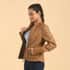 LA MAREY Brown Lambskin Genuine Leather Scuba Jacket Womens with Zip Front- (L) image number 2