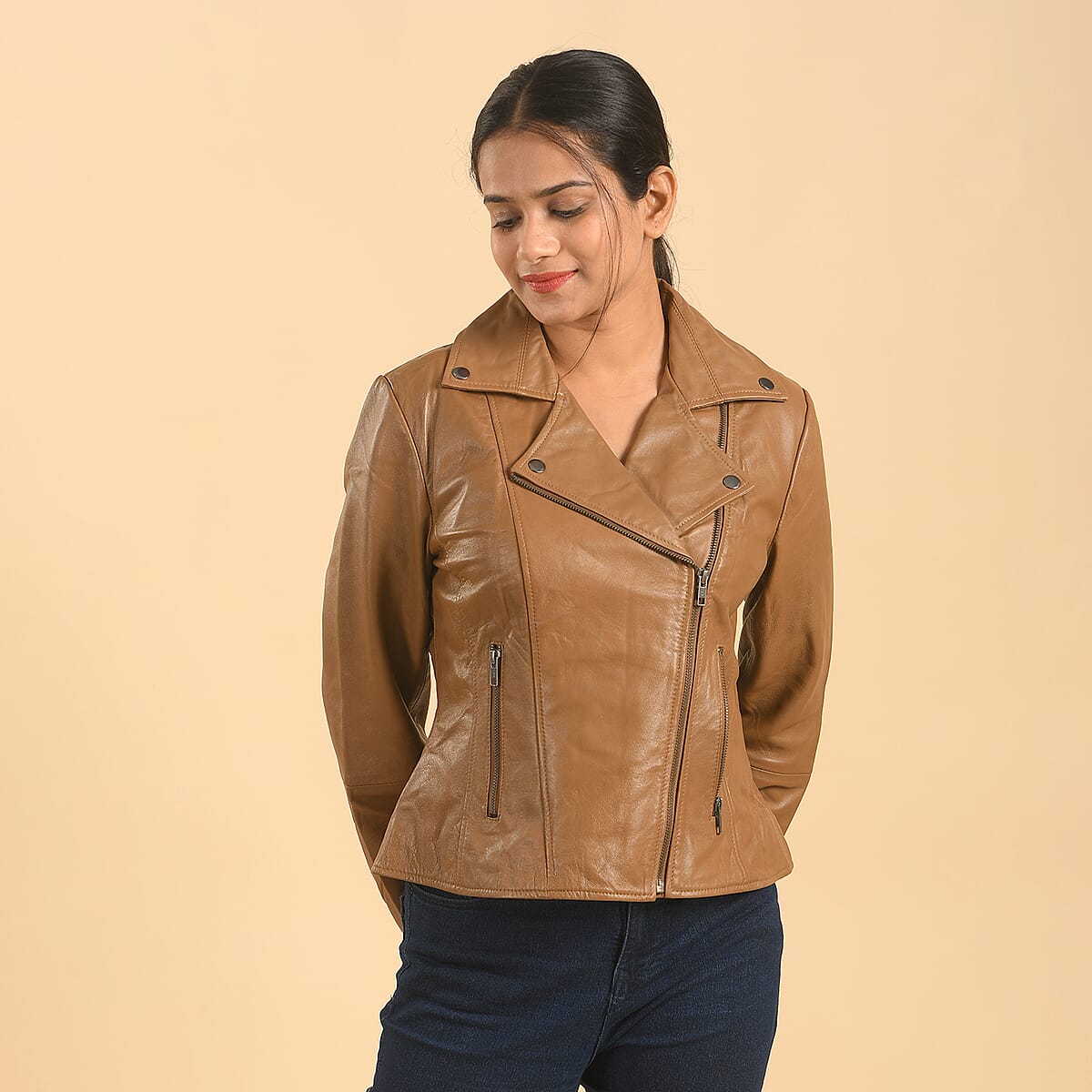 LA MAREY 100% Genuine Lamb Leather Notch Collar Jacket image number 0