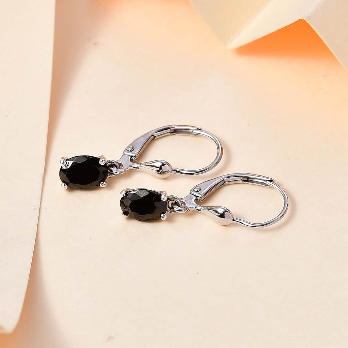 Shungite Lever Back Earrings in Sterling Silver 0.90 ctw image number 1