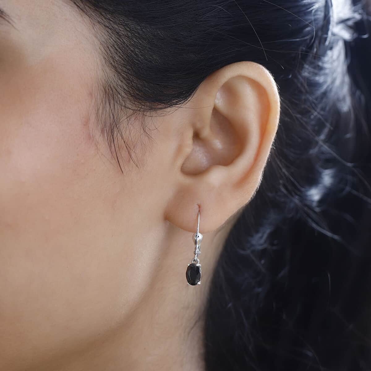 Shungite Lever Back Earrings in Sterling Silver 0.90 ctw image number 2