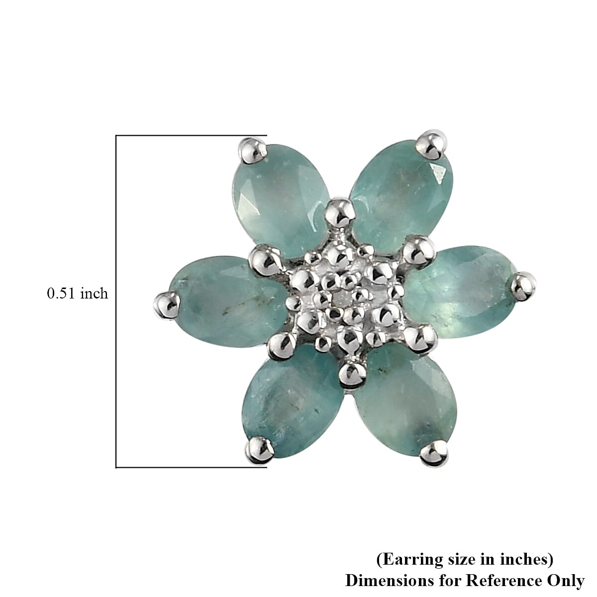 Grandidierite and Diamond Accent Flower Stud Earrings in Platinum Over Sterling Silver 2.00 ctw