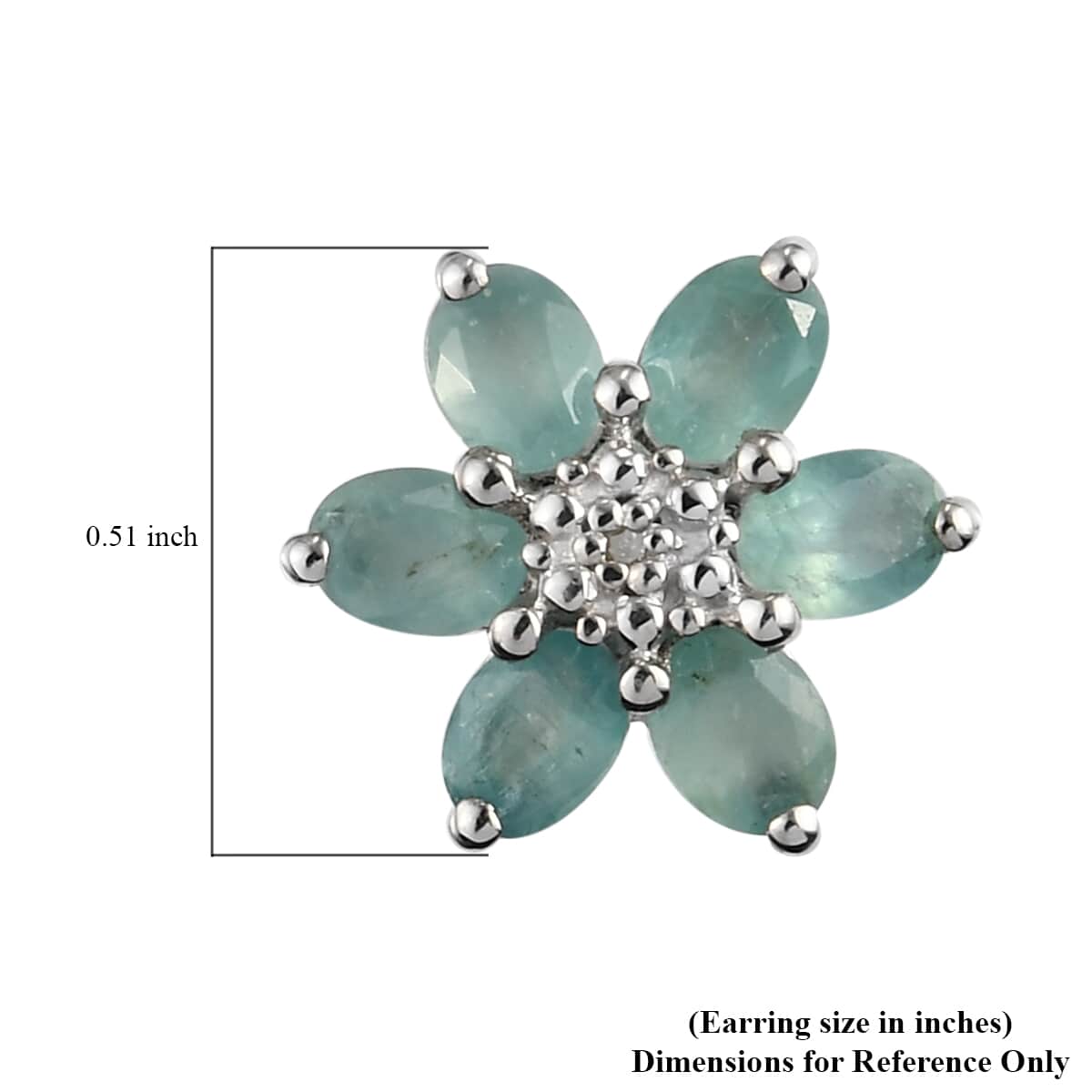 Grandidierite and Diamond Accent Flower Stud Earrings in Platinum Over Sterling Silver 2.00 ctw image number 4