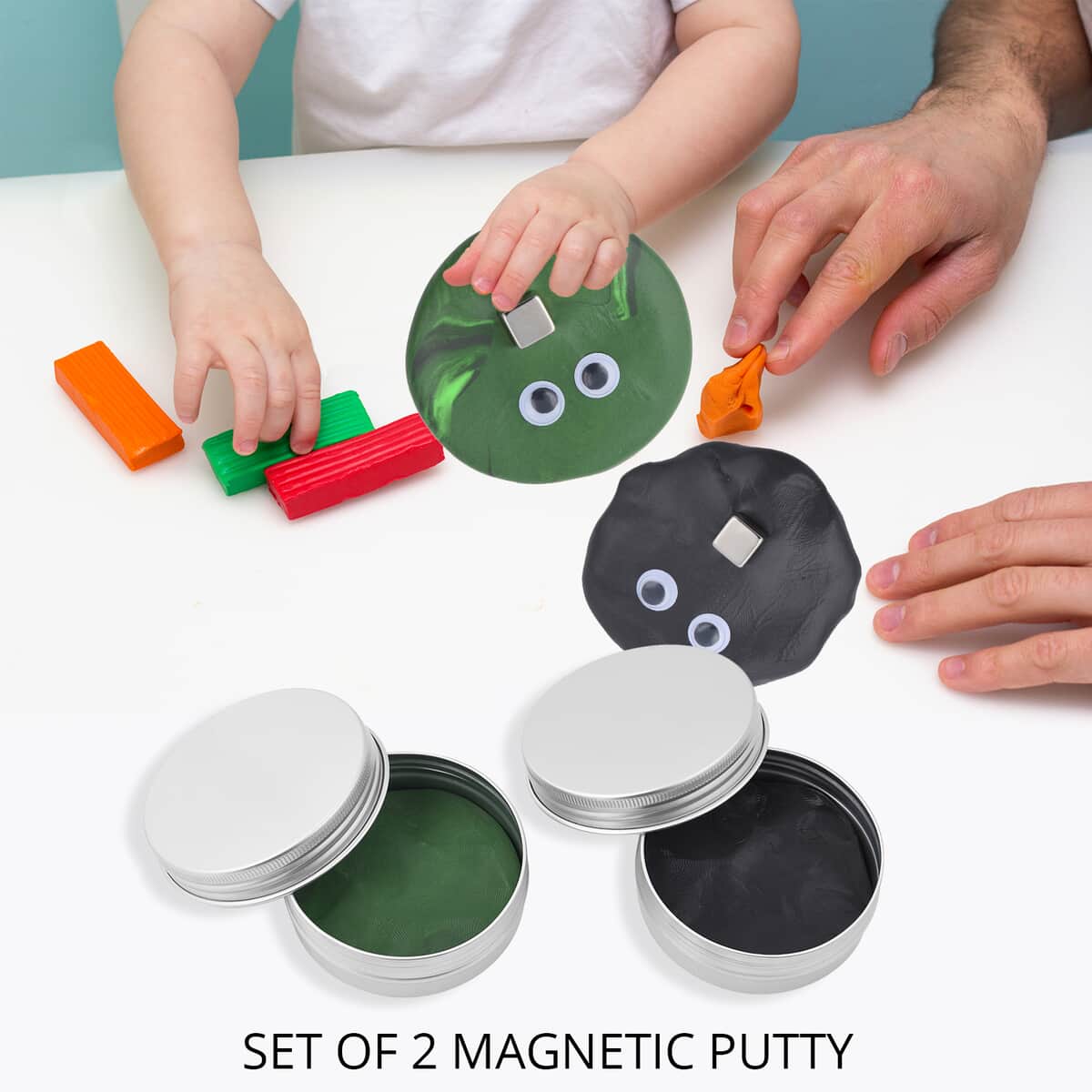 Set of 2 Black and Green Magnetic Putty (2.56"x2.56") image number 1
