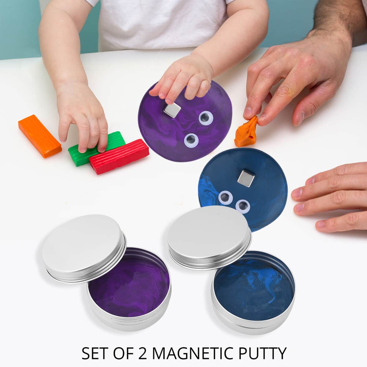 Set of 2 Blue and Purple Magnetic Putty image number 1
