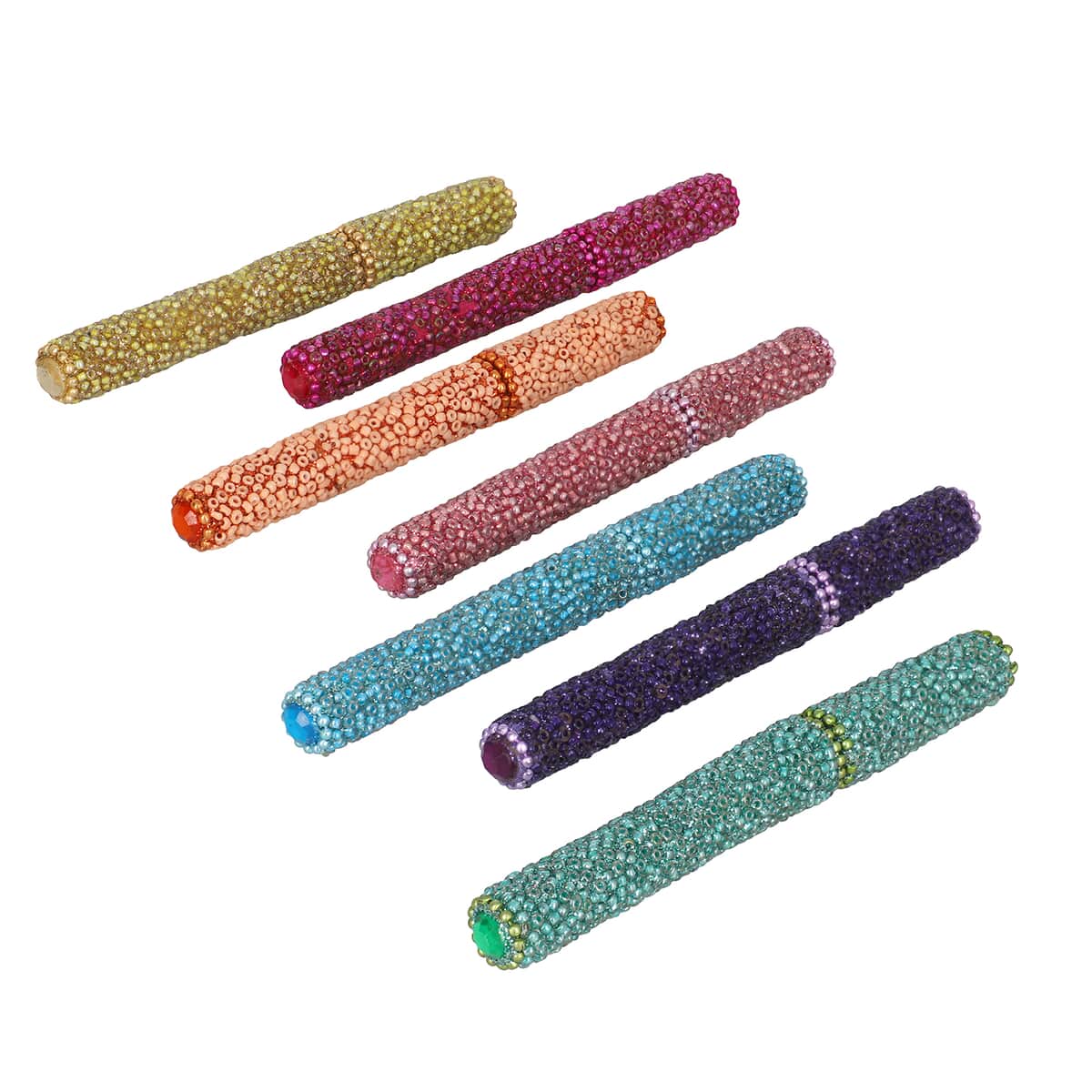 Set of 7 Multi Color Beaded Ball Point Pen image number 2