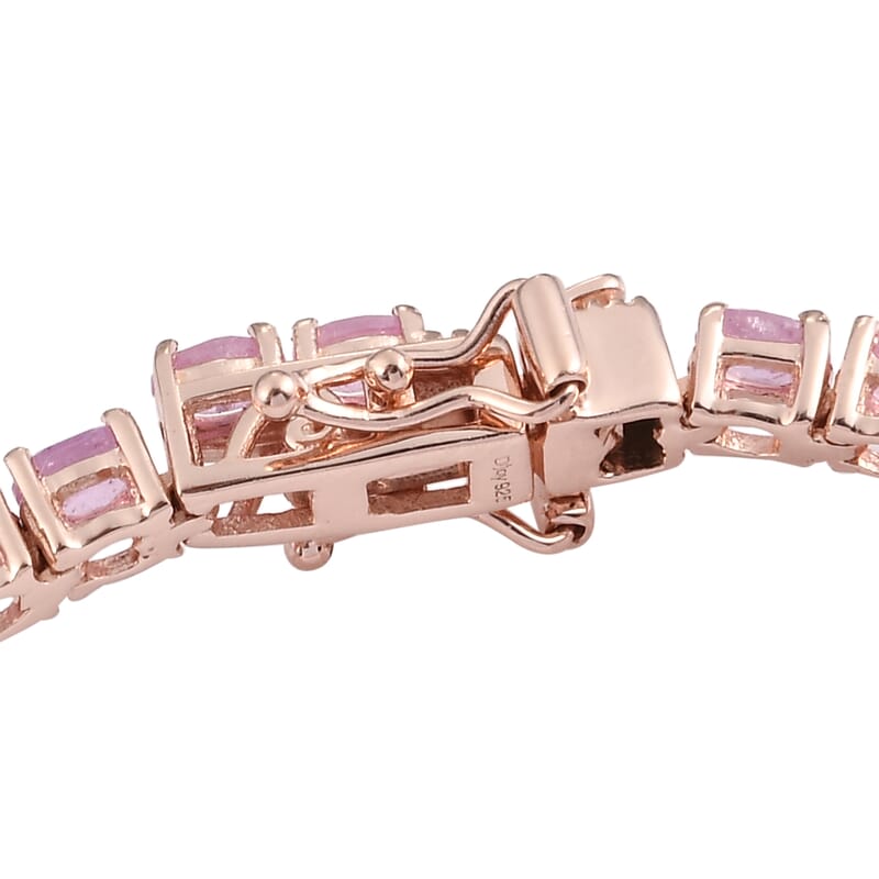 Ilakaka Hot Pink Sapphire Tennis Bracelet in Vermeil Rose Gold Over Sterling Silver (6.00 In) 8.70 Grams 8.20 ctw