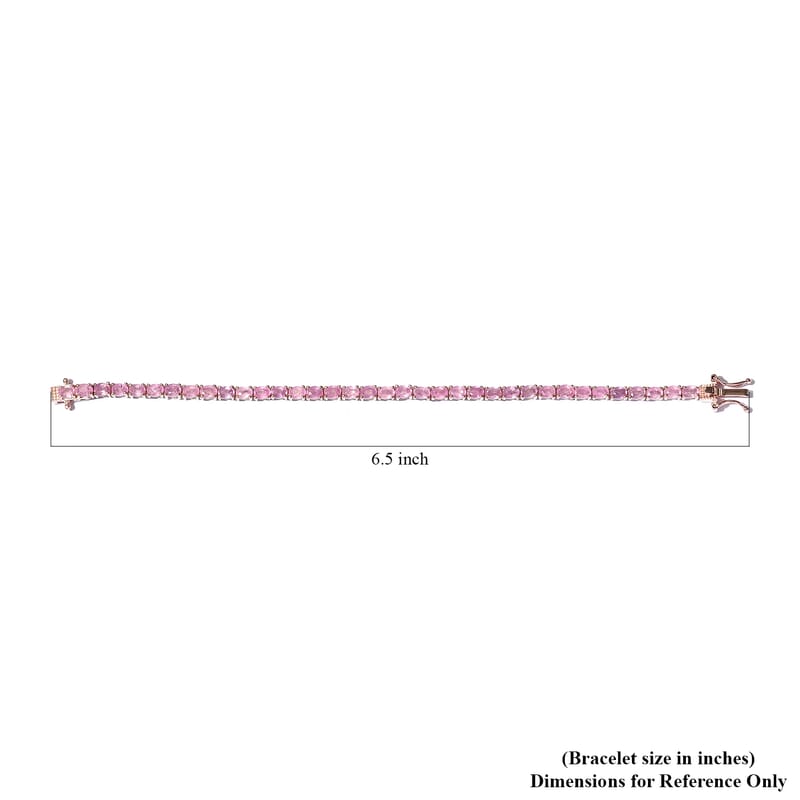 Ilakaka Hot Pink Sapphire Tennis Bracelet in Vermeil Rose Gold Over Sterling Silver (6.00 In) 8.70 Grams 8.20 ctw