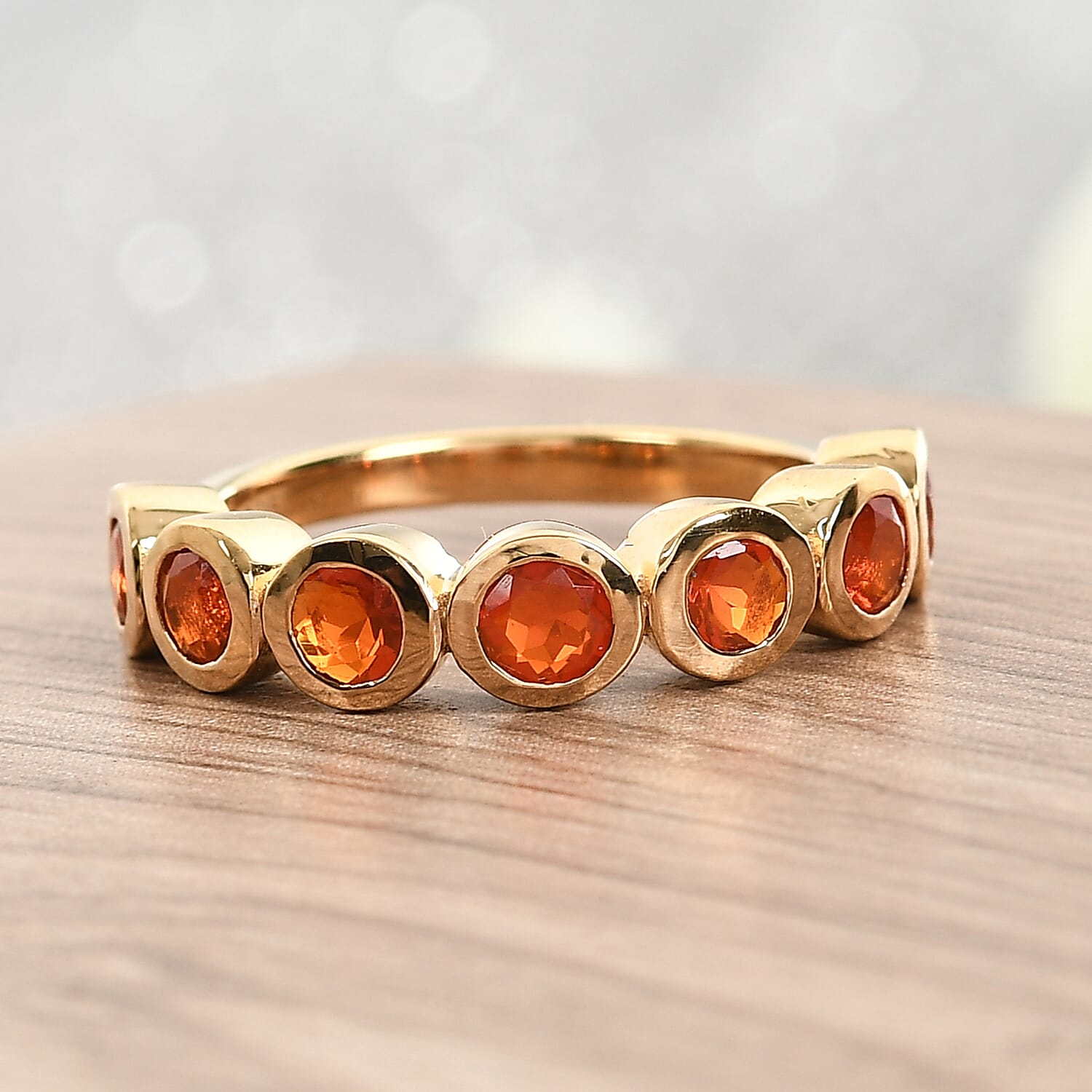 Crimson Fire Opal 0.90 ctw Ring in 14K YG Over Sterling Silver (Size 10.0)