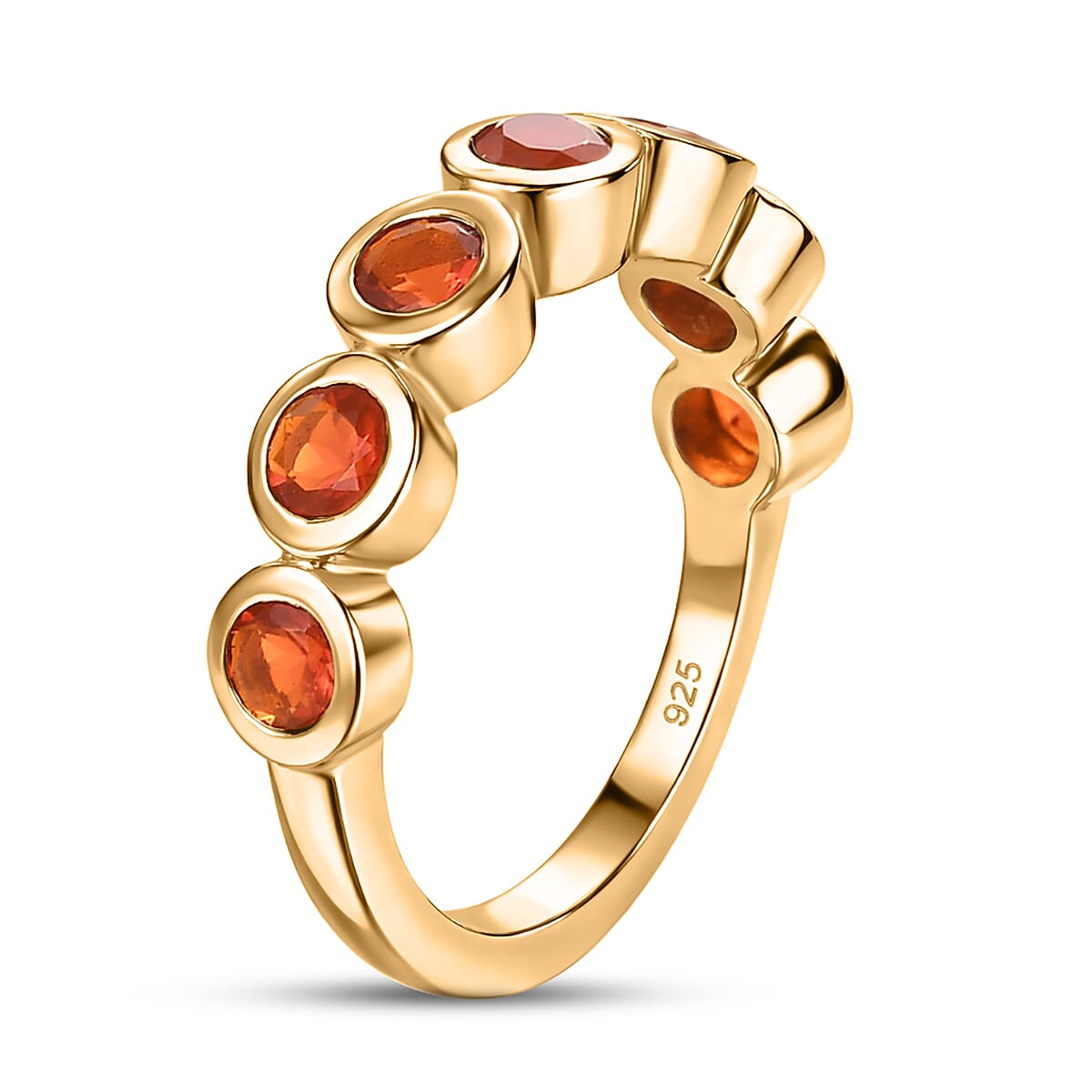 Crimson Fire Opal 0.90 ctw Ring in 14K YG Over Sterling Silver (Size 10.0)