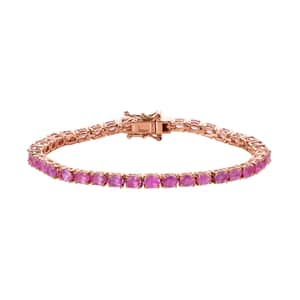 Ilakaka Hot Pink Sapphire (FF) Tennis Bracelet in Vermeil Rose Gold Over Sterling Silver (6.50 In) 8.75 ctw