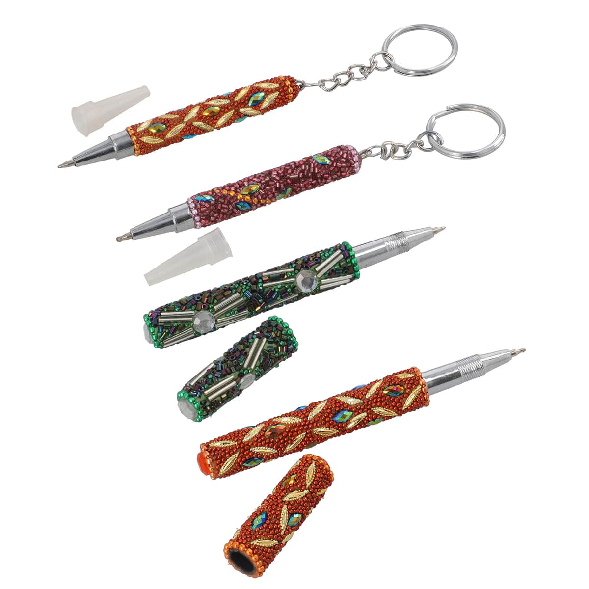 Set of 10 Multi Color Beaded Pen and Keychain , Best Refillable Ballpoint Pen , Beadable Decorative Pen image number 4
