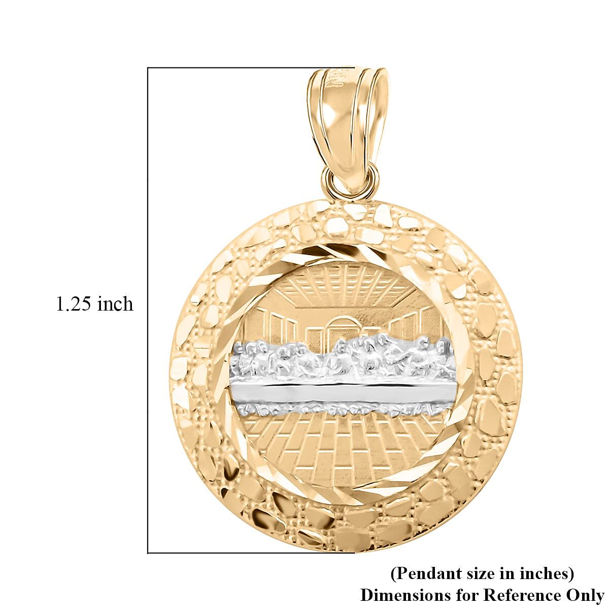 Made in America 10K Yellow and White Gold The Last Supper Medallion Pendant 2.50 Grams
