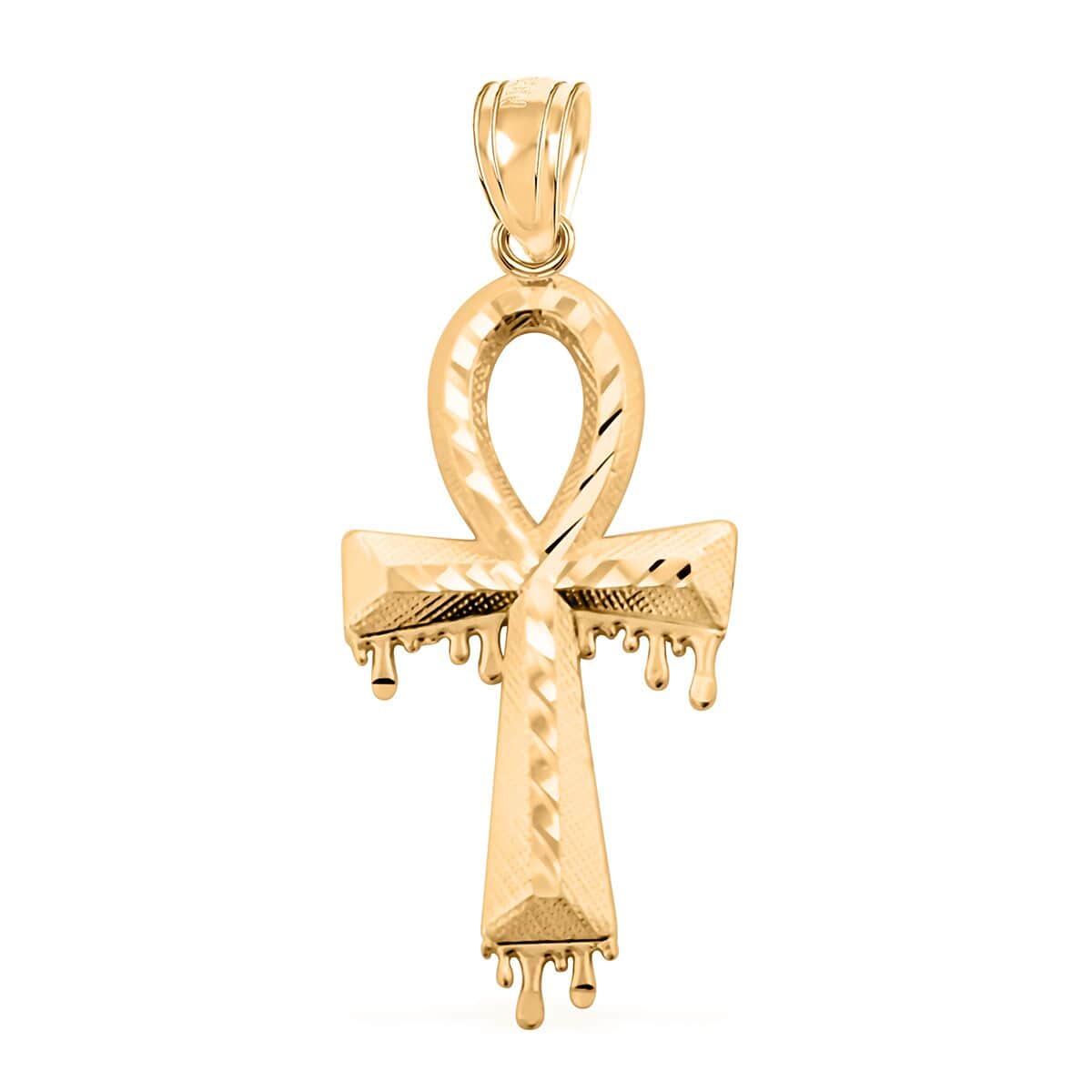 Made in America 10K Yellow, White and Rose Gold Ankh Pendant 2.20 Grams image number 0