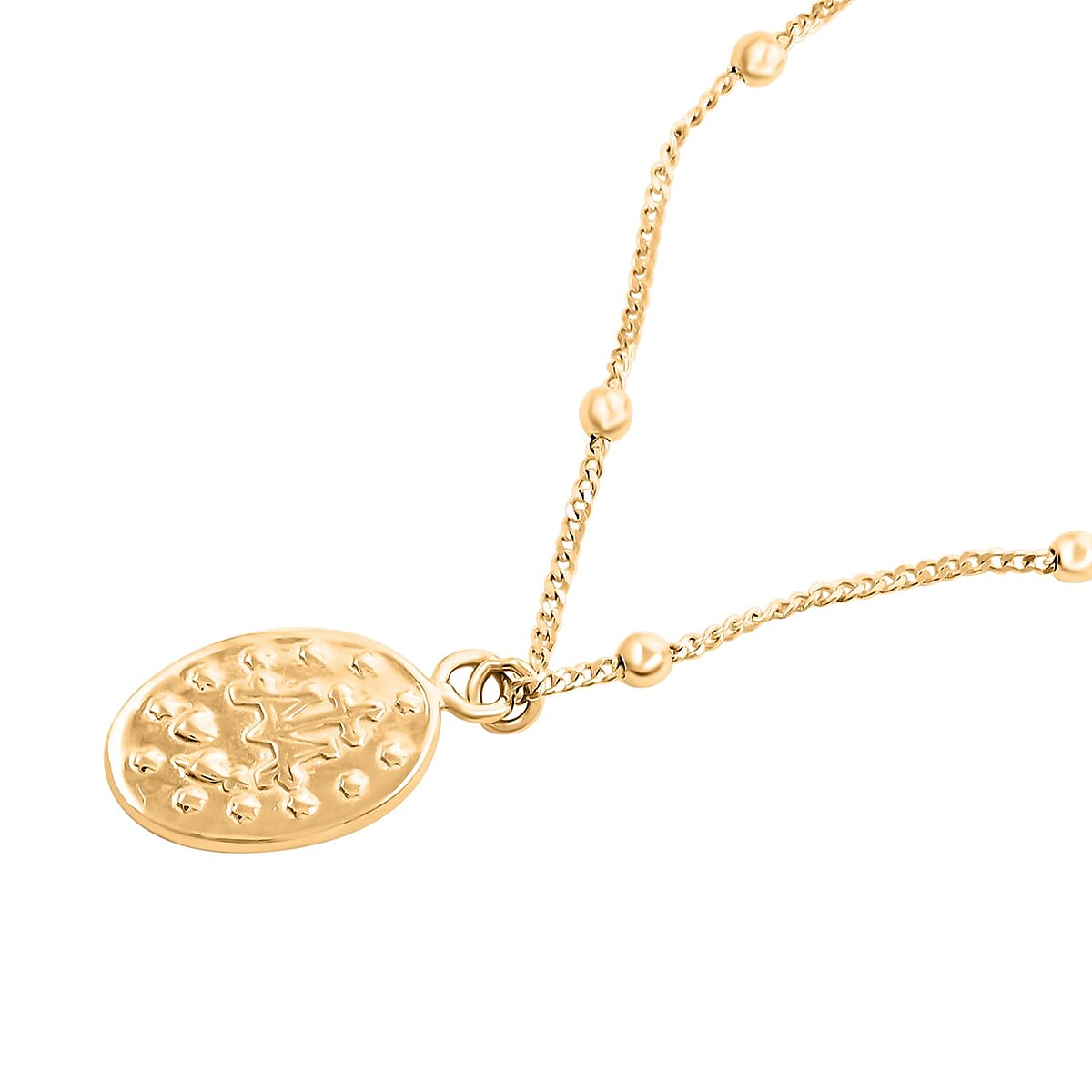 14K Yellow Gold Beaded Virgin Mary Chain Necklace 18 Inches 2.70 Grams image number 2