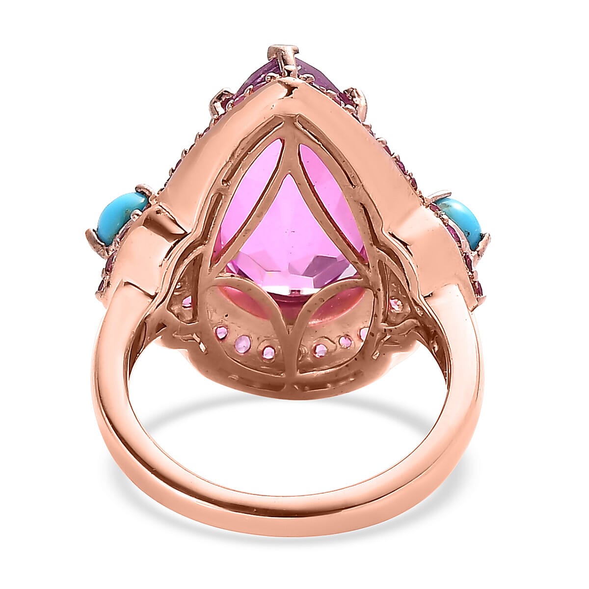 Radiant Orchid Quartz (Triplet) and Multi Gemstone Ring in Vermeil Rose Gold Over Sterling Silver 8.15 ctw image number 4