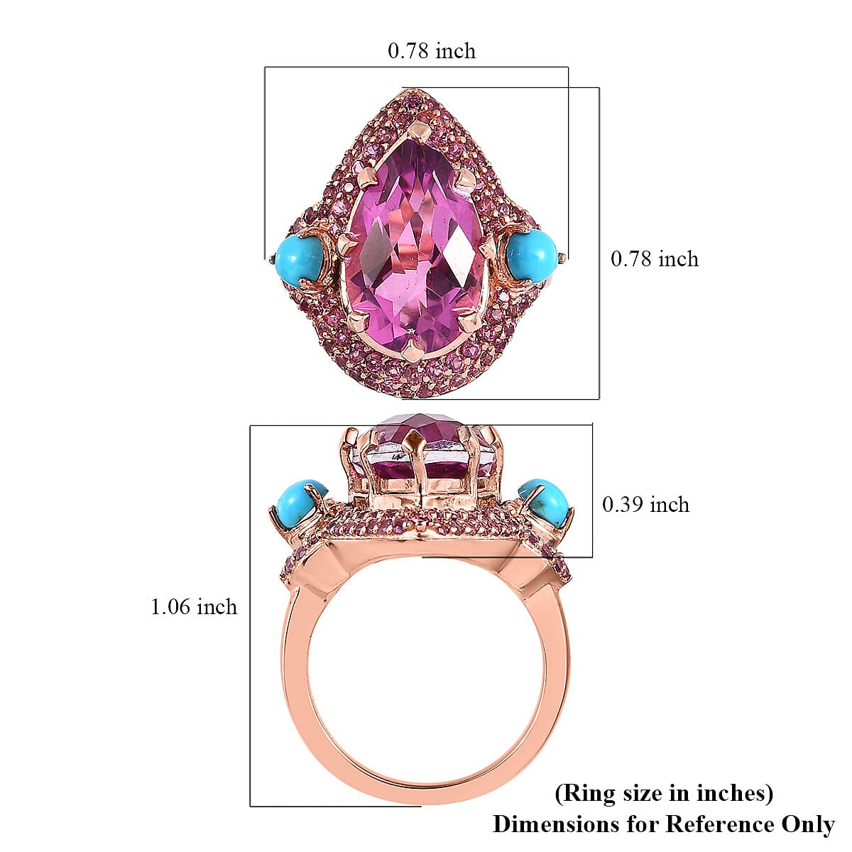 Radiant Orchid Quartz (Triplet) and Multi Gemstone Ring in Vermeil Rose Gold Over Sterling Silver 8.15 ctw image number 5