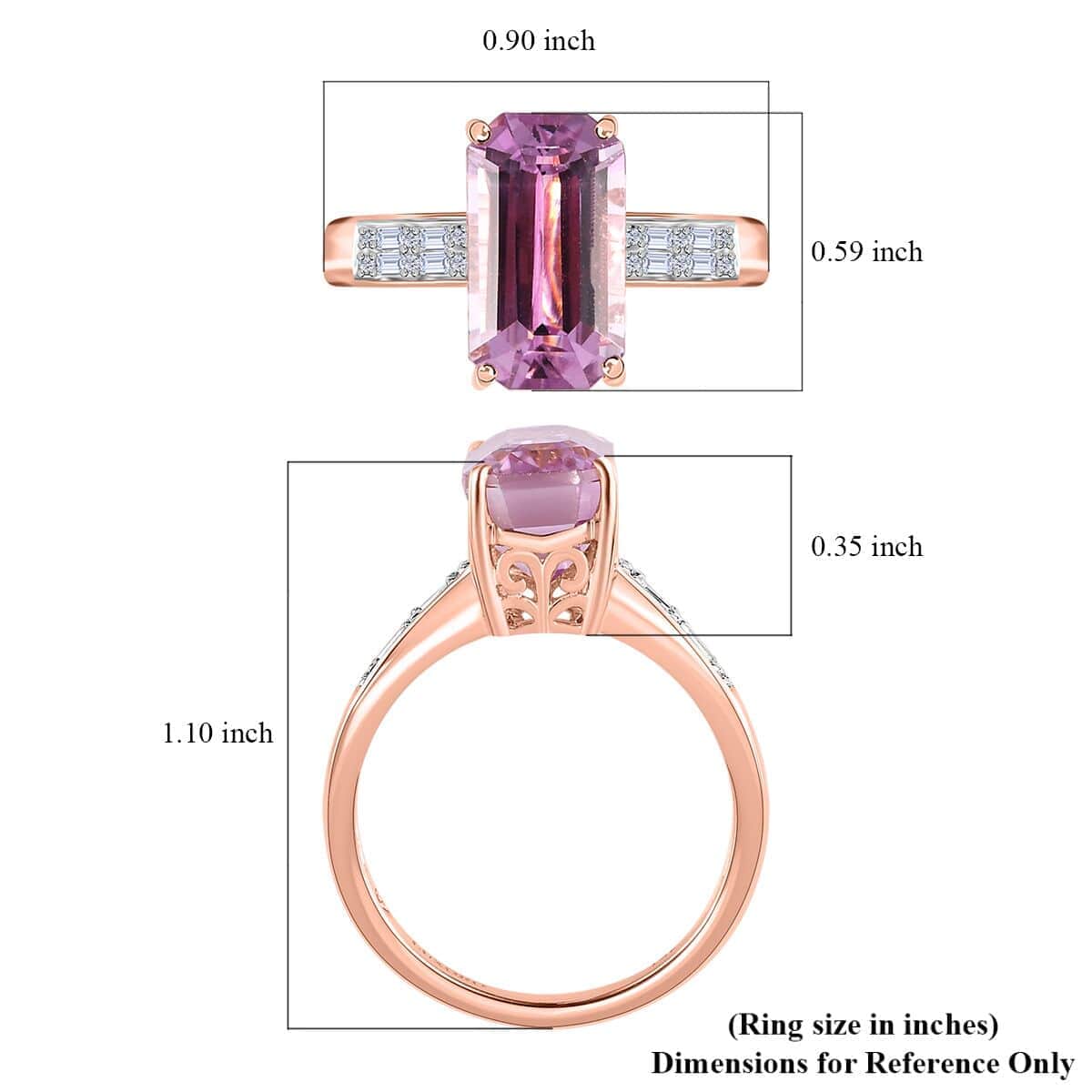 Luxoro 14K Rose Gold AAA Patroke Kunzite and G-H I2 Diamond Ring 7.35 ctw image number 5