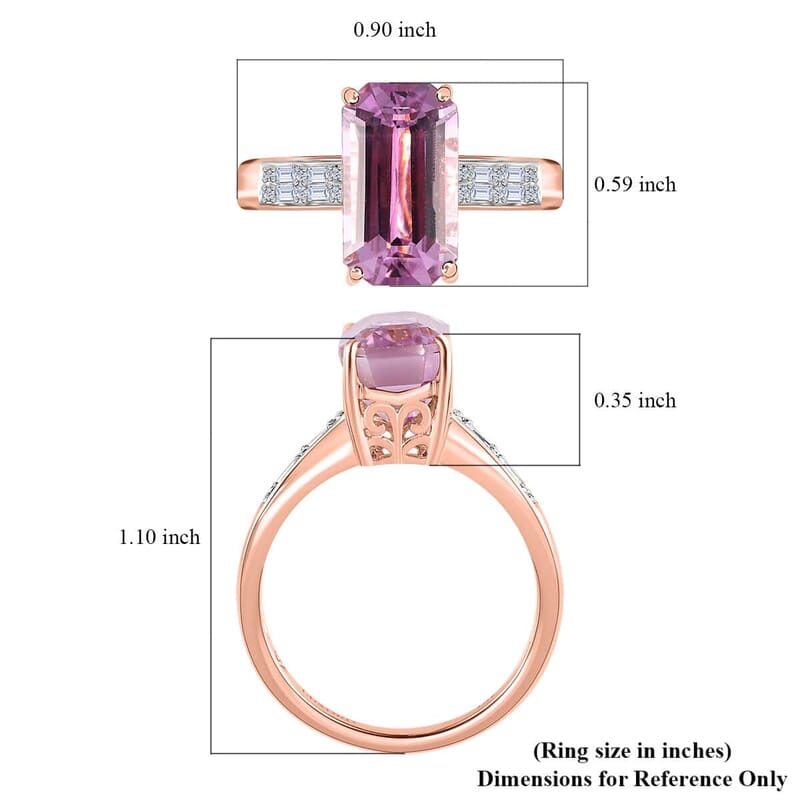 Luxoro 14K Rose Gold AAA Patroke Kunzite and G-H I2 Diamond Ring (Size 6.0) 7.35 ctw