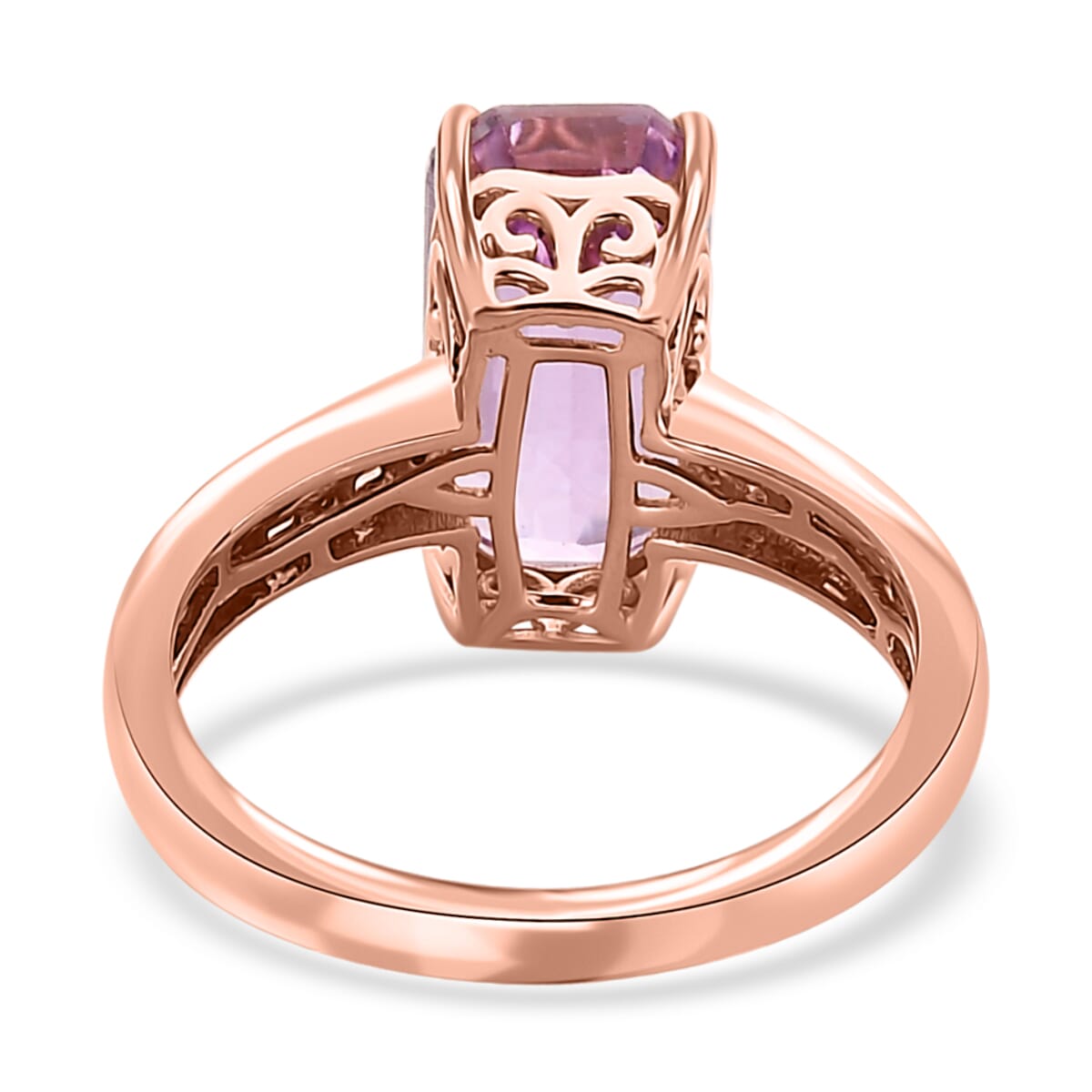 Luxoro 14K Rose Gold AAA Patroke Kunzite and G-H I2 Diamond Ring (Size 7.0) 7.35 ctw image number 4