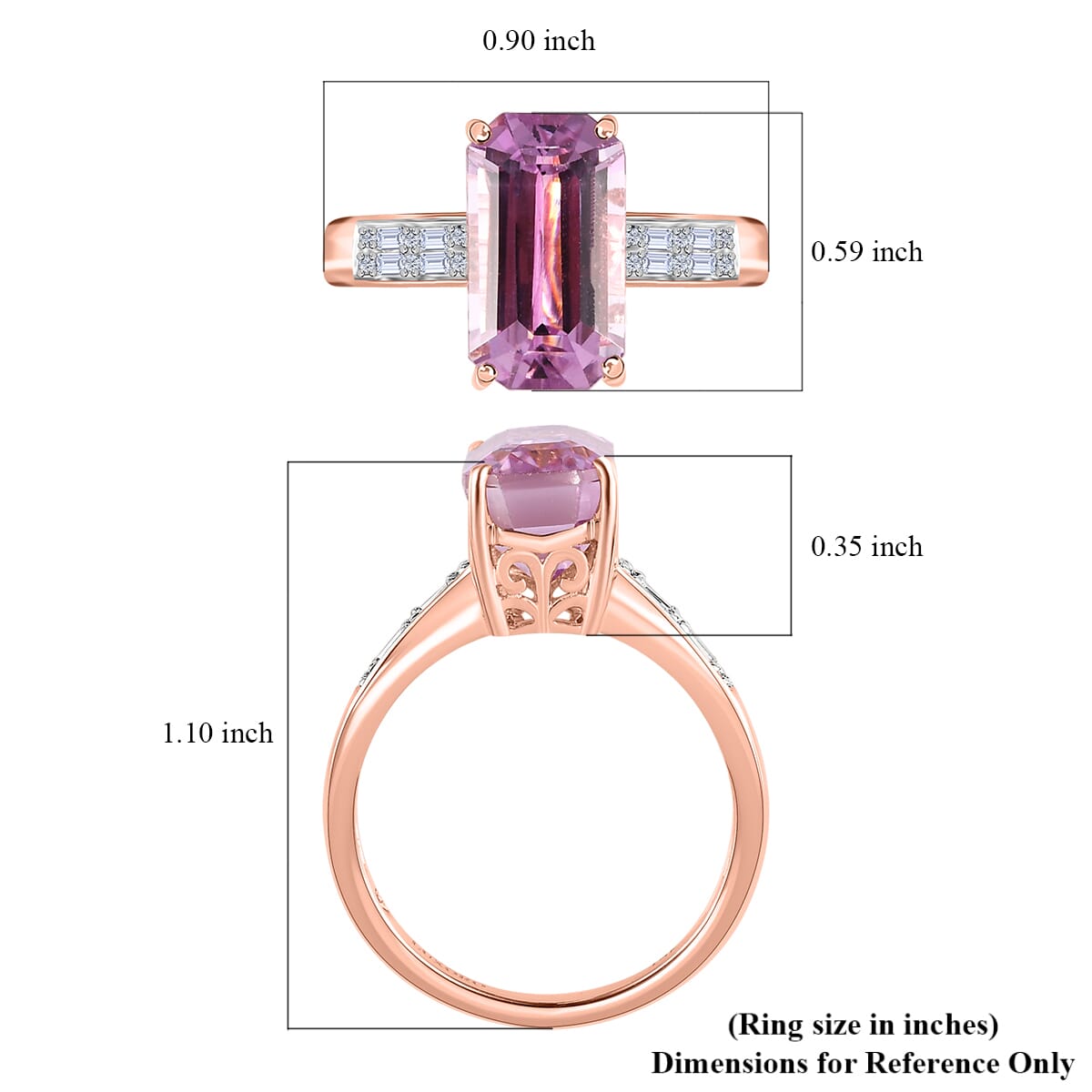 Luxoro 14K Rose Gold AAA Patroke Kunzite and G-H I2 Diamond Ring (Size 7.0) 7.35 ctw image number 5