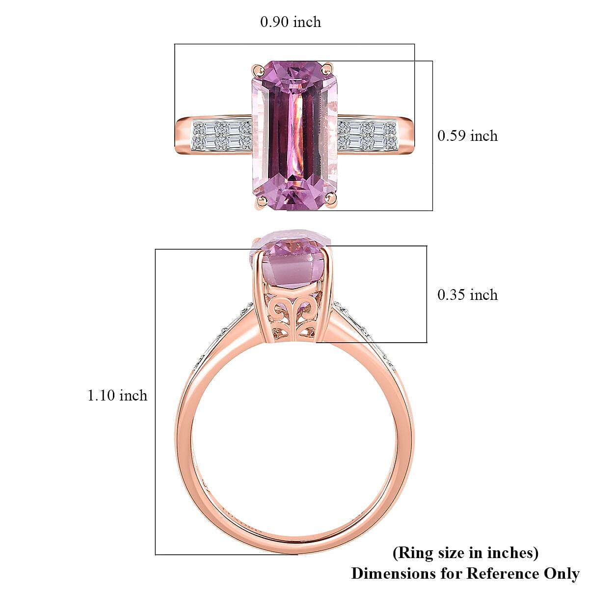 Luxoro 14K Rose Gold AAA Patroke Kunzite and G-H I2 Diamond Ring (Size 8.0) 7.35 ctw