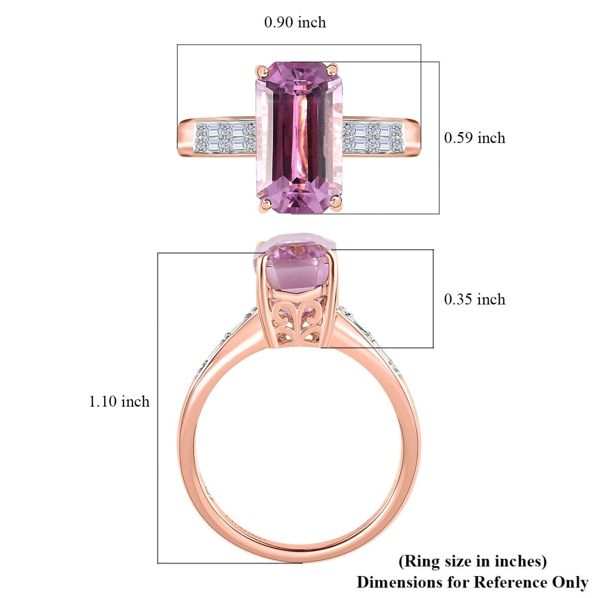 Luxoro 14K Rose Gold AAA Patroke Kunzite and G-H I2 Diamond Ring (Size 8.0) 7.35 ctw image number 5