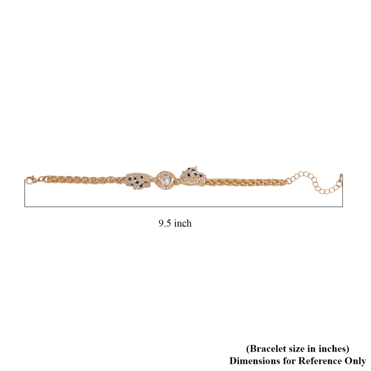 Black and White Austrian Crystal, Enameled Bracelet in Goldtone (7.50-9.50In) image number 4