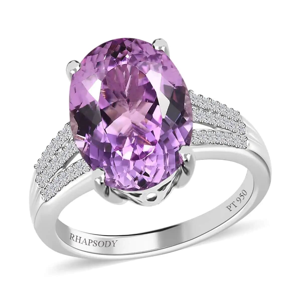 Rhapsody 950 Platinum AAAA Patroke Kunzite and E-F VS Diamond Ring 6.85 Grams 8.00 ctw image number 0