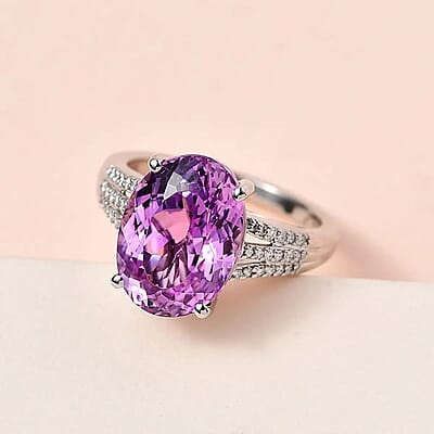 Rhapsody AAAA Patroke Kunzite and E-F VS Diamond 8.00 ctw Ring in 950 Platinum (Size 7.0) 6.85 Grams