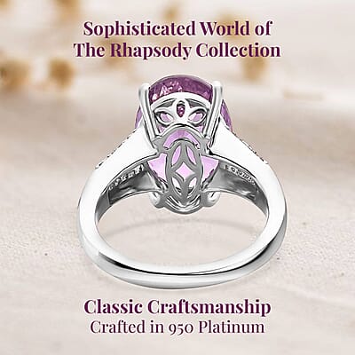 Rhapsody AAAA Patroke Kunzite and E-F VS Diamond 8.00 ctw Ring in 950 Platinum (Size 7.0) 6.85 Grams