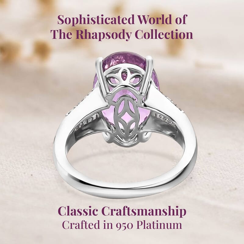 Rhapsody AAAA Patroke Kunzite and E-F VS Diamond 8.00 ctw Ring in 950 Platinum (Size 7.0) 6.85 Grams