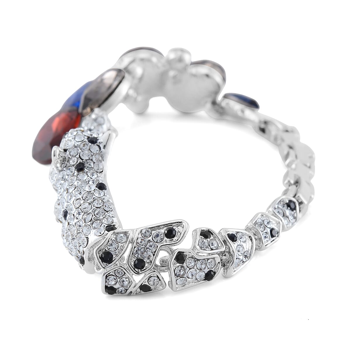 Multi Glass and Austrian Crystal Bracelet in Silvertone (7.50 In) image number 3