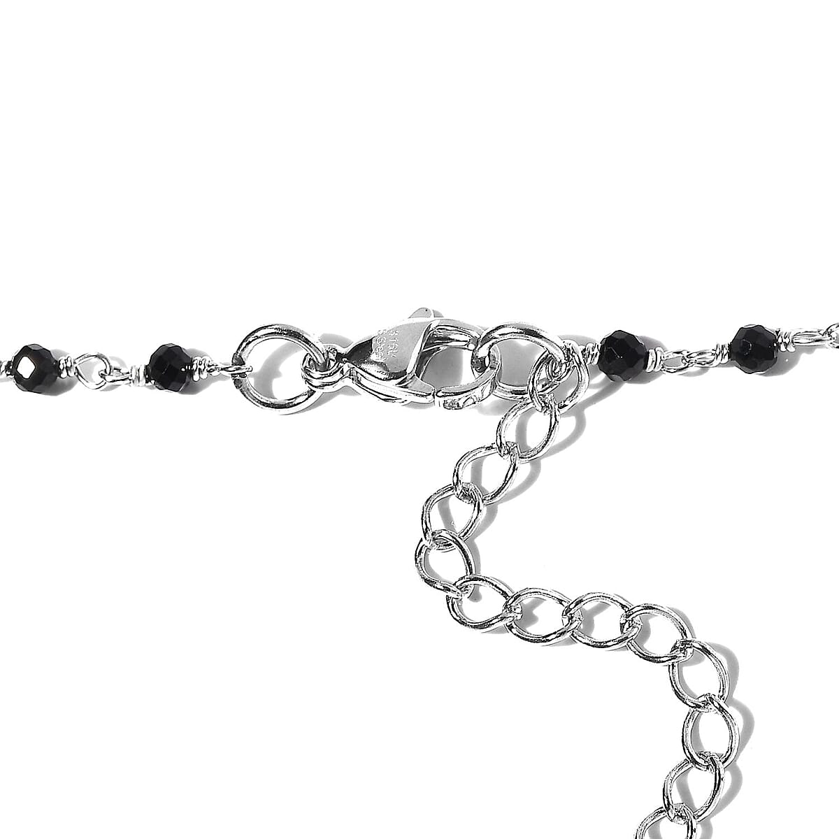 Karis Thai Black Spinel Cross Necklace 18 Inches in Platinum Bond 16.75 ctw image number 4