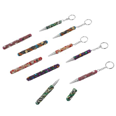 Set of 10 Multi Color Beaded Pen and Keychain , Best Refillable Ballpoint Pen , Beadable Decorative Pen image number 0
