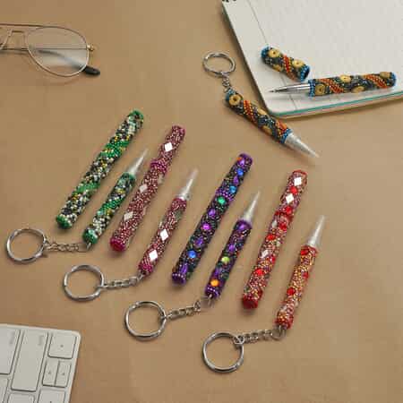 Set of 10 Multi Color Beaded Pen and Keychain , Best Refillable Ballpoint Pen , Beadable Decorative Pen image number 1