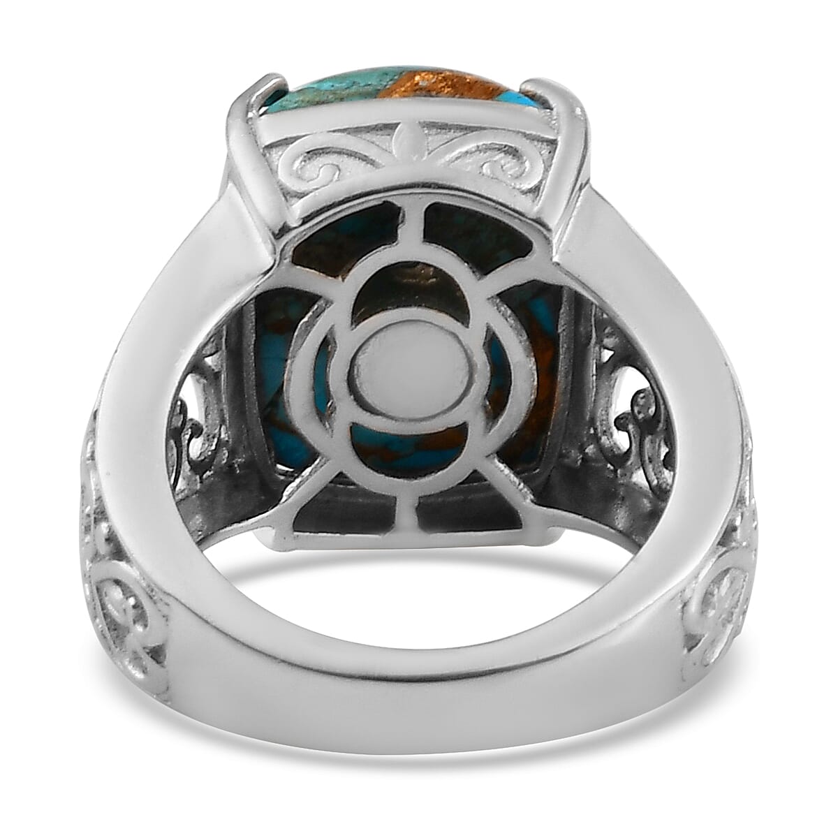 Matrix Chestnut Brine Turquoise Solitaire Ring in Platinum Over Copper With Magnet (Size 9.0) 10.40 ctw image number 4