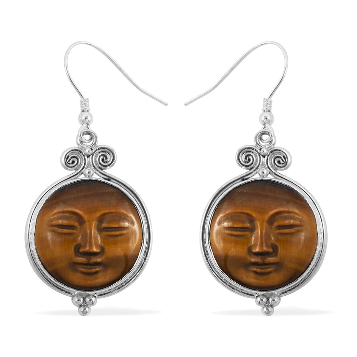 SAJEN SILVER South African Tiger's Eye Earrings in Sterling Silver 11.40 ctw image number 0
