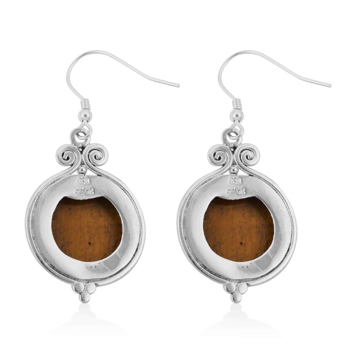SAJEN SILVER South African Tiger's Eye Earrings in Sterling Silver 11.40 ctw image number 5